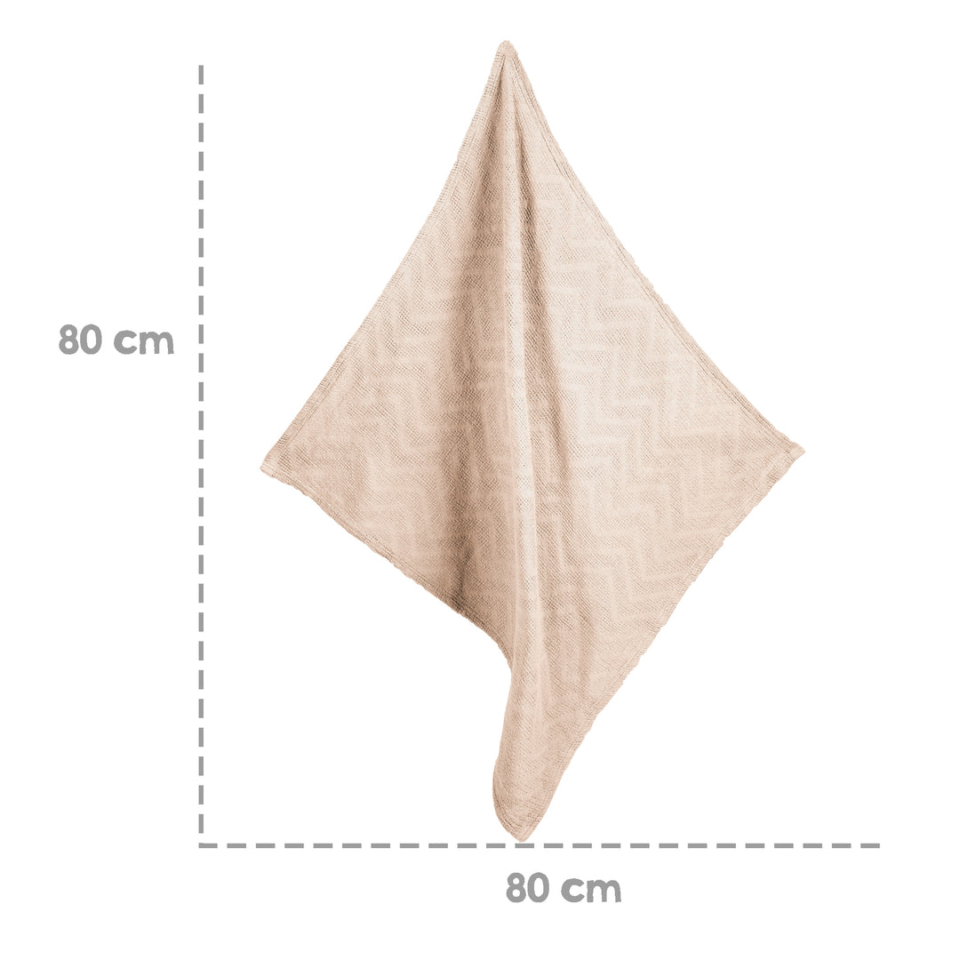 Couverture bébé 'Frosty Almond' 80x80 en aspect tricoté - GOTS & Oeko tex - Beige – Infographie (4/8)