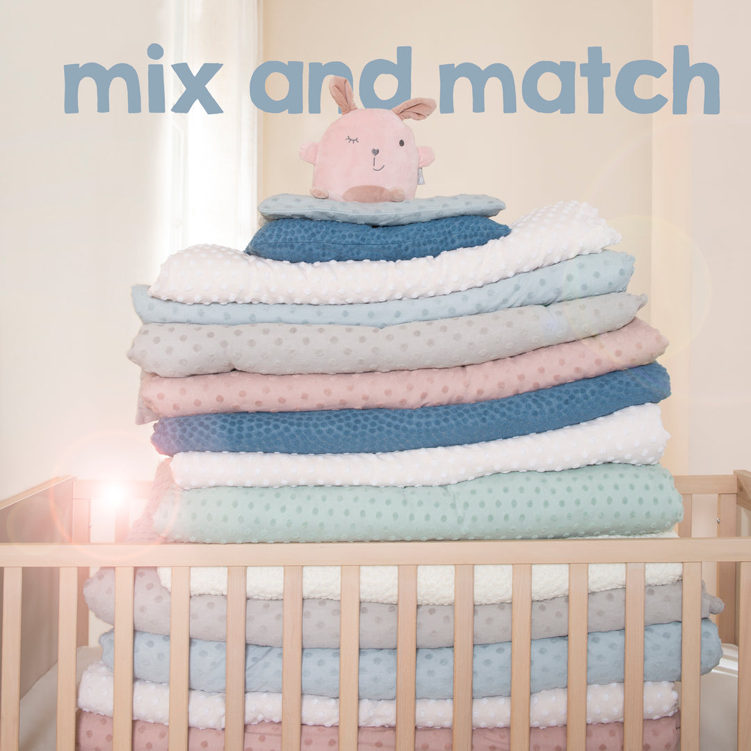 Couverture bébé 'Frosty Almond' 80x80 en aspect tricoté - GOTS & Oeko tex - Beige – Infographie (6/8)