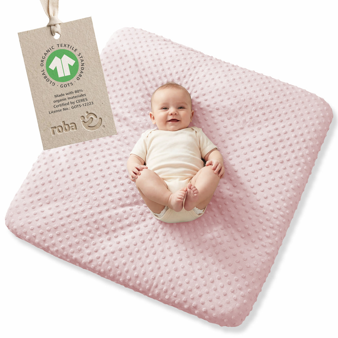 Organic Spannbezug für Wickelauflagen 'Lil Planet' aus Bio-Jersey - GOTS - 85 x 75 cm - Rosa / Mauve – Infografik (1/15)