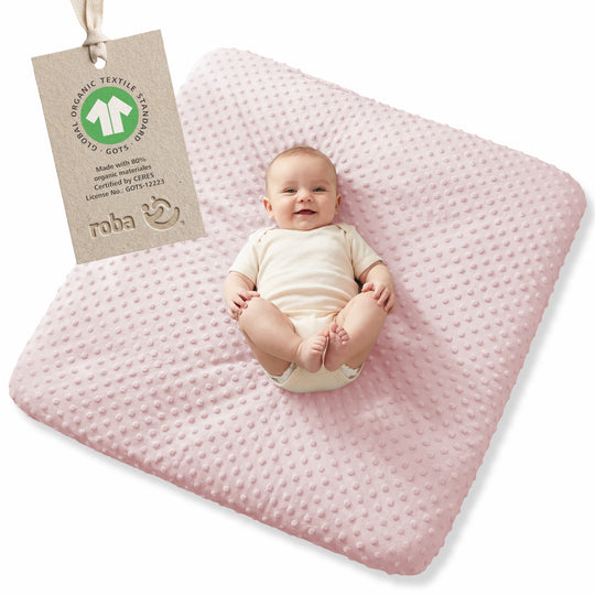 Organic federa aderente per materassini fasciatoio 'Lil Planet' in jersey biologico - GOTS - 85 x 75 cm - Rosa / malva – Infografica (1/15)