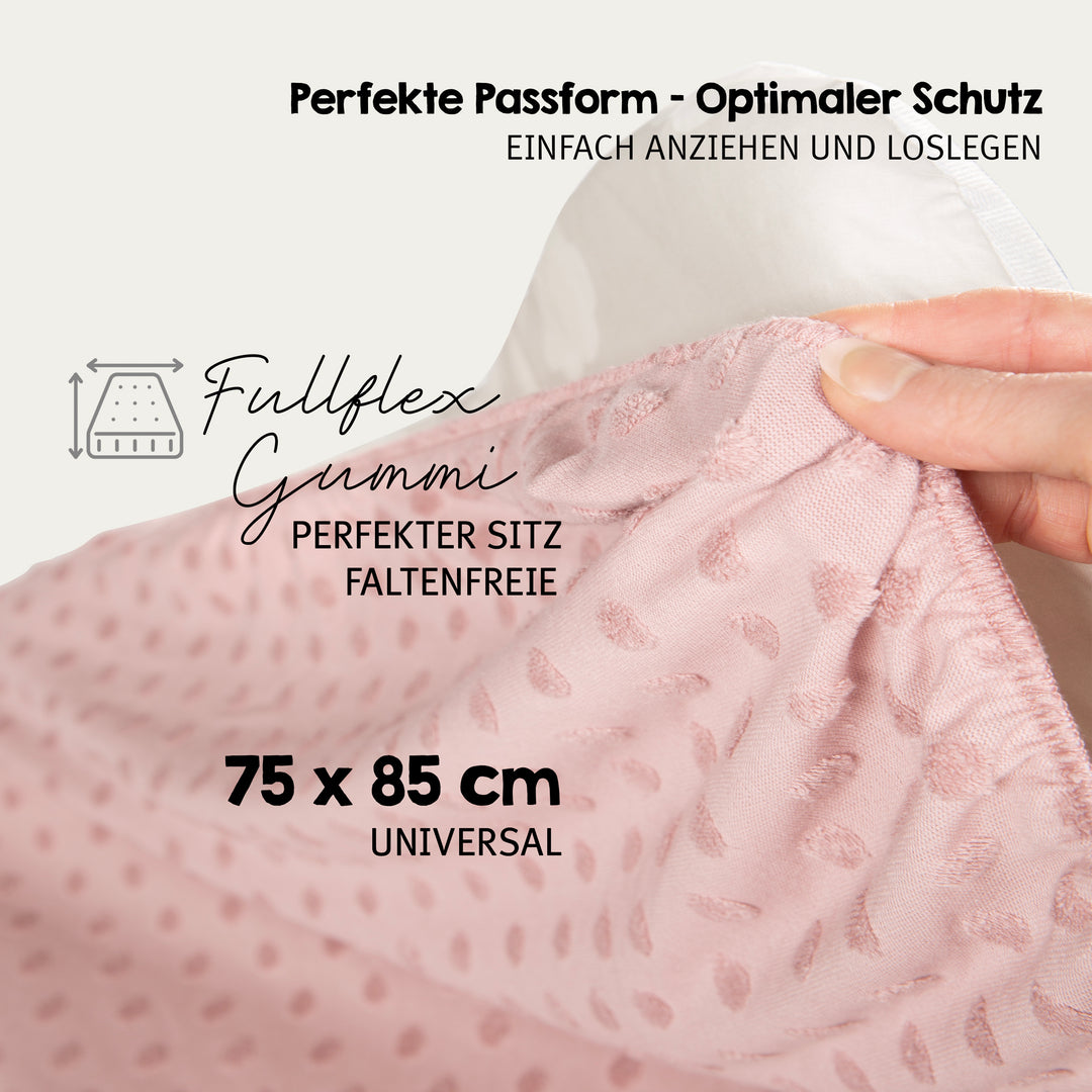 Organic federa aderente per materassini fasciatoio 'Lil Planet' in jersey biologico - GOTS - 85 x 75 cm - Rosa / malva – Infografica (14/15)