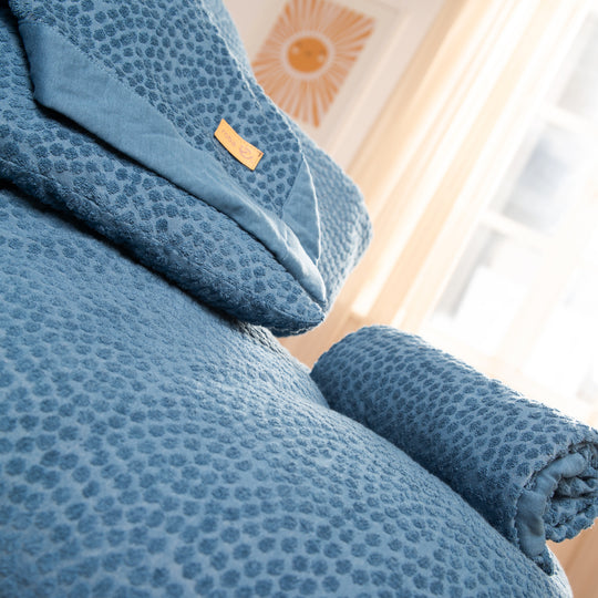 Sacco nanna 70 - 90 cm 'Seashells Indaco' - Cotone biologico - GOTS & Oeko-Tex Certificato – Foto di dettaglio (8/10)