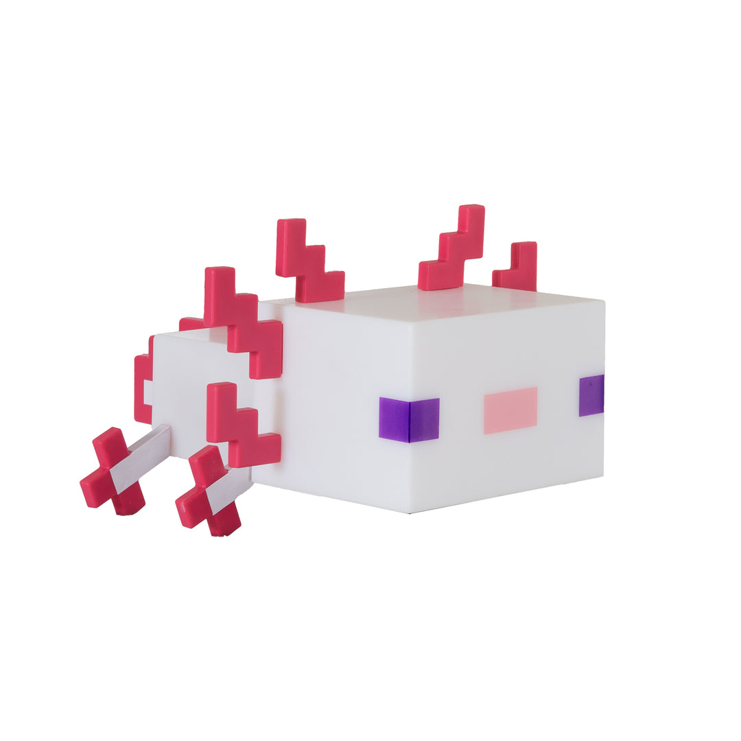 LED-Tischlampe 'Minecraft' Axolotl, ausgeschaltet, Frontalansicht im Pixel-Design