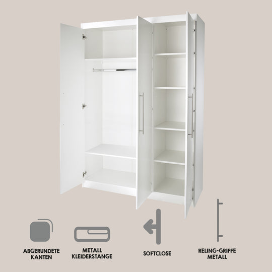 Set camera 'Maren' incl. letto combinato 70 x 140 cm, cassettiera fasciatoio largo & armadio 3ante - Bianco – Infografica (17/19)