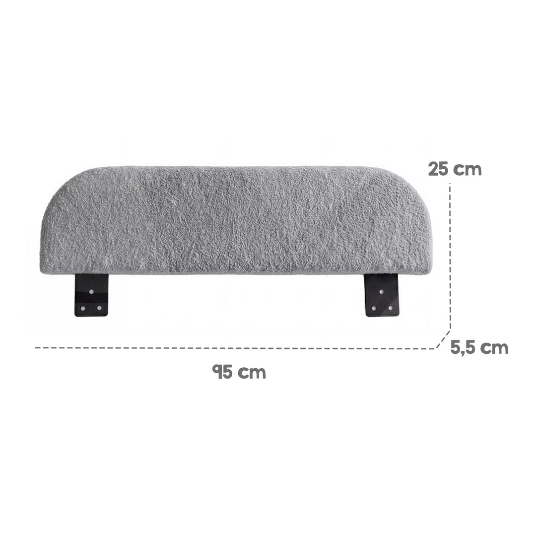 Grafica delle dimensioni del pannello laterale roba Little Dream: lunghezza 95 cm, altezza 25 cm, profondità 5,5 cm. Parzialmente generata con IA.