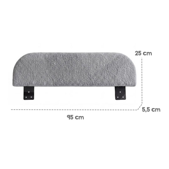 Grafica delle dimensioni del pannello laterale roba Little Dream: lunghezza 95 cm, altezza 25 cm, profondità 5,5 cm. Parzialmente generata con IA.