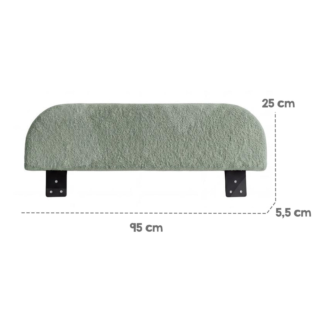Grafica delle dimensioni del pannello laterale roba Little Dream: lunghezza 95 cm, altezza 25 cm, profondità 5,5 cm. Parzialmente generata con IA.