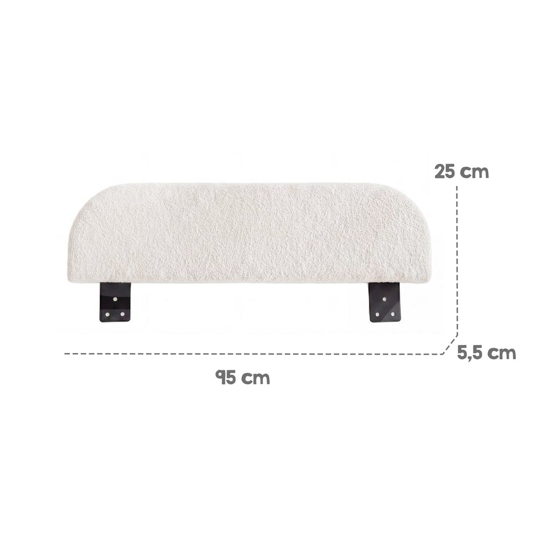 Gráfico de medidas del panel lateral roba Little Dream: largo 95 cm, alto 25 cm, profundidad 5,5 cm. Generada parcialmente con IA.