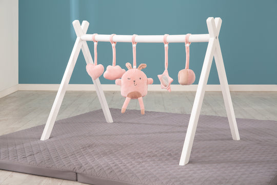 Play Trapeze Bar incl. Play Set 'roba Style' Pink/Mauve – Universal Play Arch Made of White Lacquered Wood – Special Image (8/8)