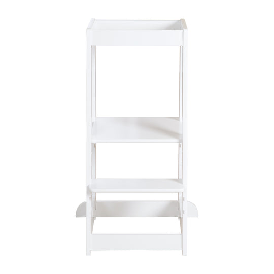 Learning Tower 'Monti Step' According to the Montessori Principle - Height-Adjustable - Wood White – Cutout (3/7)