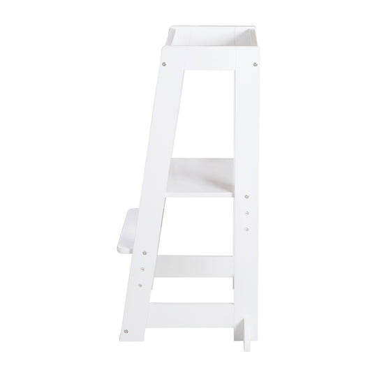 Learning Tower 'Monti Step' According to the Montessori Principle - Height-Adjustable - Wood White – Cutout (4/7)
