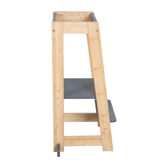 Torretta di apprendimento per bambini in legno - Fino a 80 kg portante - Antracite / bambù – Ritaglio (4/11)