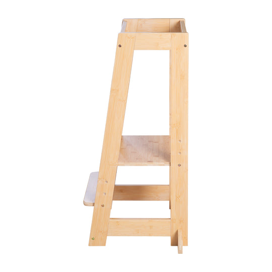 Torre de aprendizaje de madera de bambú - Taburete escalón para niños - Certificado FSC - Hasta 80 kg resistente a carga – Recorte (4/8)