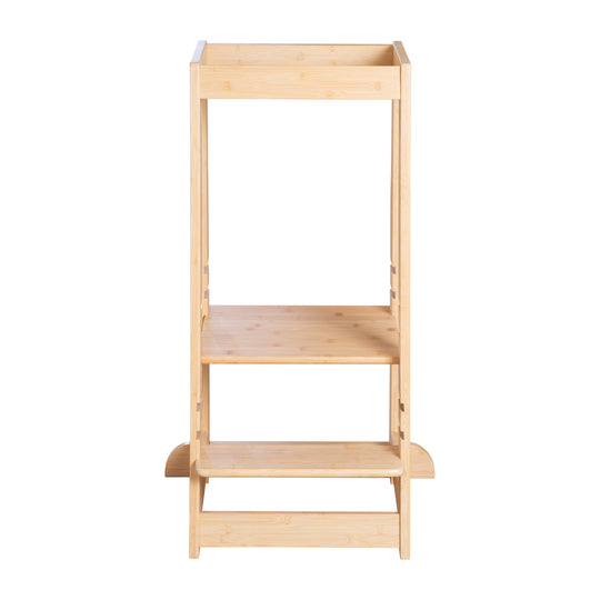 Torre de aprendizaje de madera de bambú - Taburete escalón para niños - Certificado FSC - Hasta 80 kg resistente a carga – Recorte (5/8)