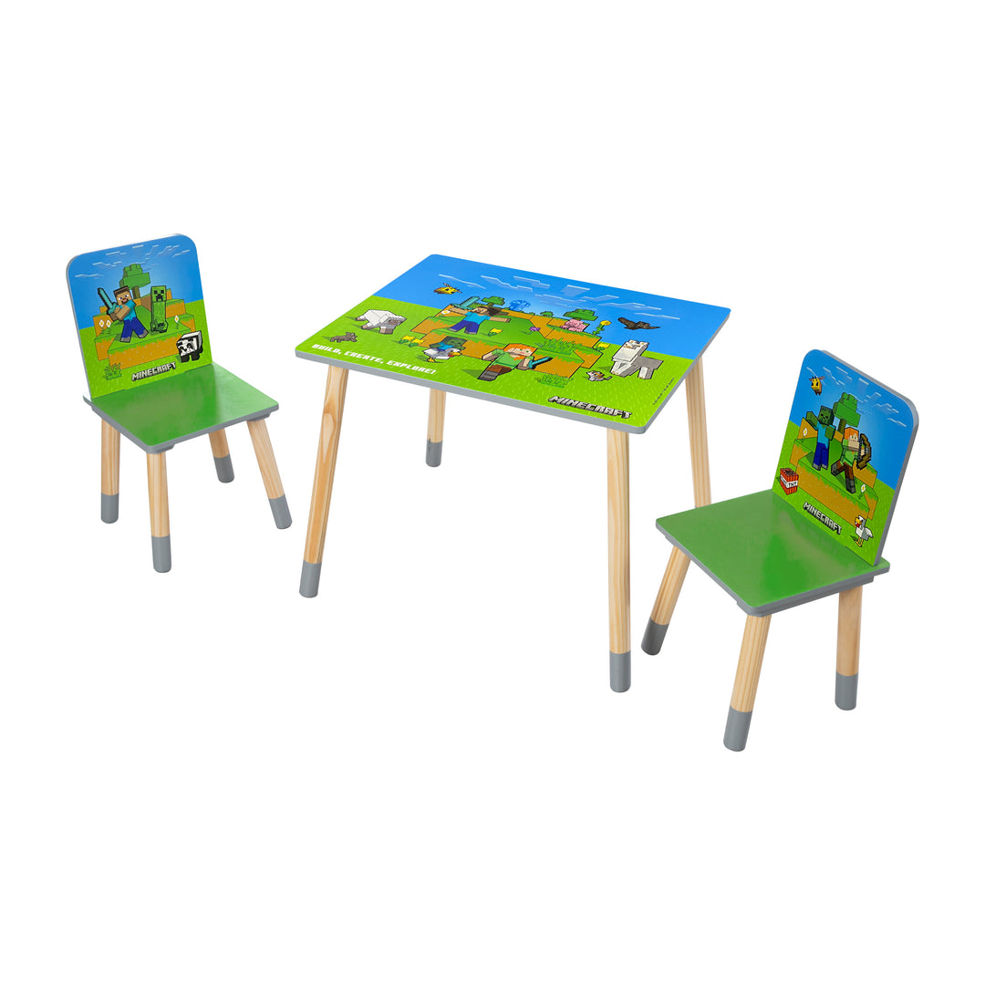 Set tavolo e sedie per bambini 'Minecraft' - Tavolo con 2 sedie in legno - Verde / blu – Ritaglio (1/16)