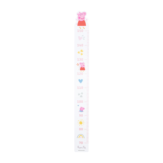 Metro da parete peppa pig - Scala graduata da 70 cm fino a 150 cm per bambini - Legno bianco / rosa – Ritaglio (1/4)
