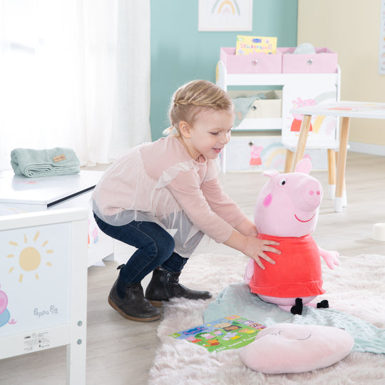 Metro da parete peppa pig - Scala graduata da 70 cm fino a 150 cm per bambini - Legno bianco / rosa – Foto d'ambiente (4/4)