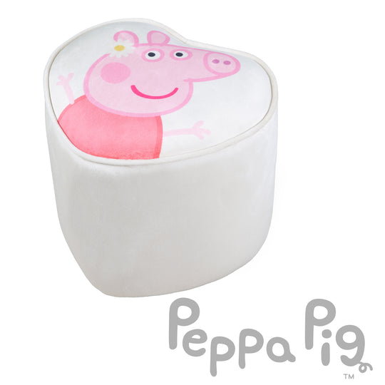 Sgabello per bambini 'Peppa Pig' in forma di cuore - Rivestimento in velluto in beige - Rosa peppa motivo – Ritaglio (8/8)