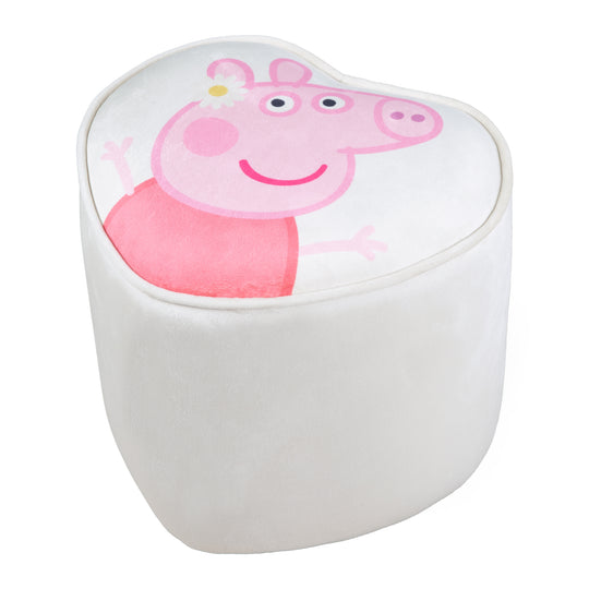 Sgabello per bambini 'Peppa Pig' in forma di cuore - Rivestimento in velluto in beige - Rosa peppa motivo – Ritaglio (1/8)