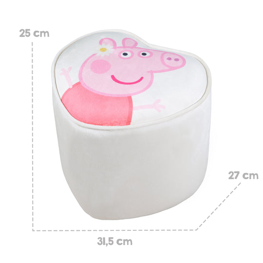Sgabello per bambini 'Peppa Pig' in forma di cuore - Rivestimento in velluto in beige - Rosa peppa motivo – Infografica (5/8)