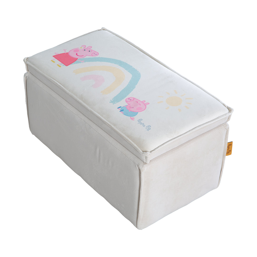Kinderhocker 'Peppa Pig' mit Aufbewahrungsfunktion - Samtbezug in Beige – Freisteller (1/9)