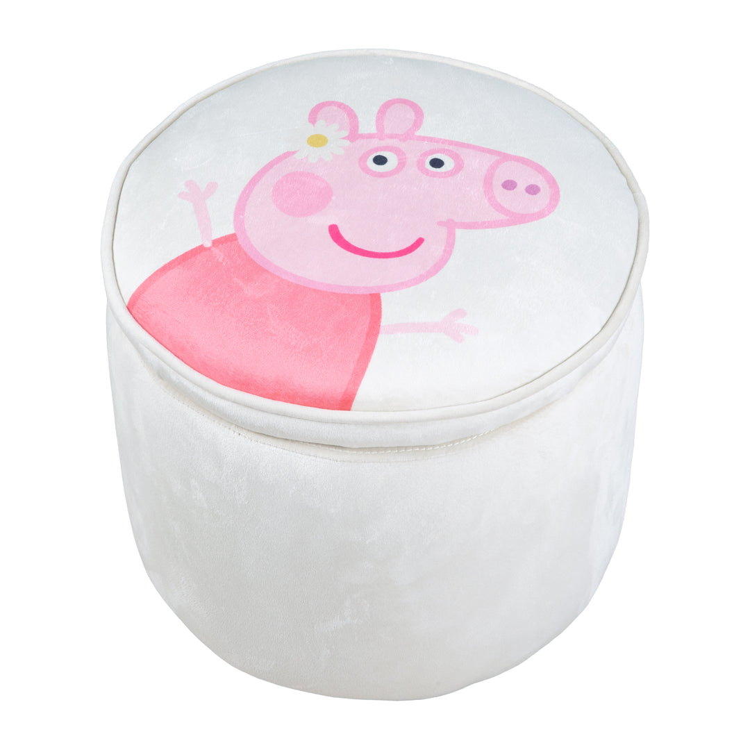 Kinderhocker 'Peppa Pig' mit Aufbewahrungfunktion - Runder Hocker - Beige / Rosa – Freisteller (1/7)