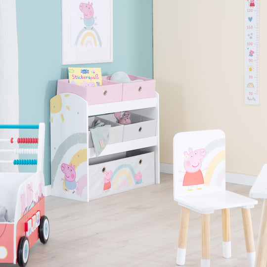 Play Shelf 'Peppa Pig' with 5 Fabric Boxes - Storage Shelf Made of Wood – Lifestyle Image (4/6)