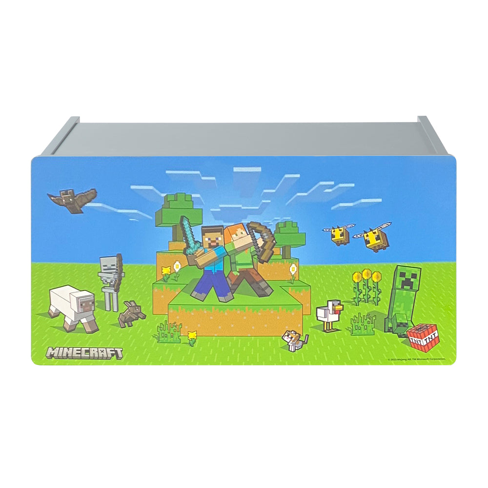 Toy Chest 'Minecraft' with Lid - Foldable Seat - Grey / Green – Cutout (2/5)