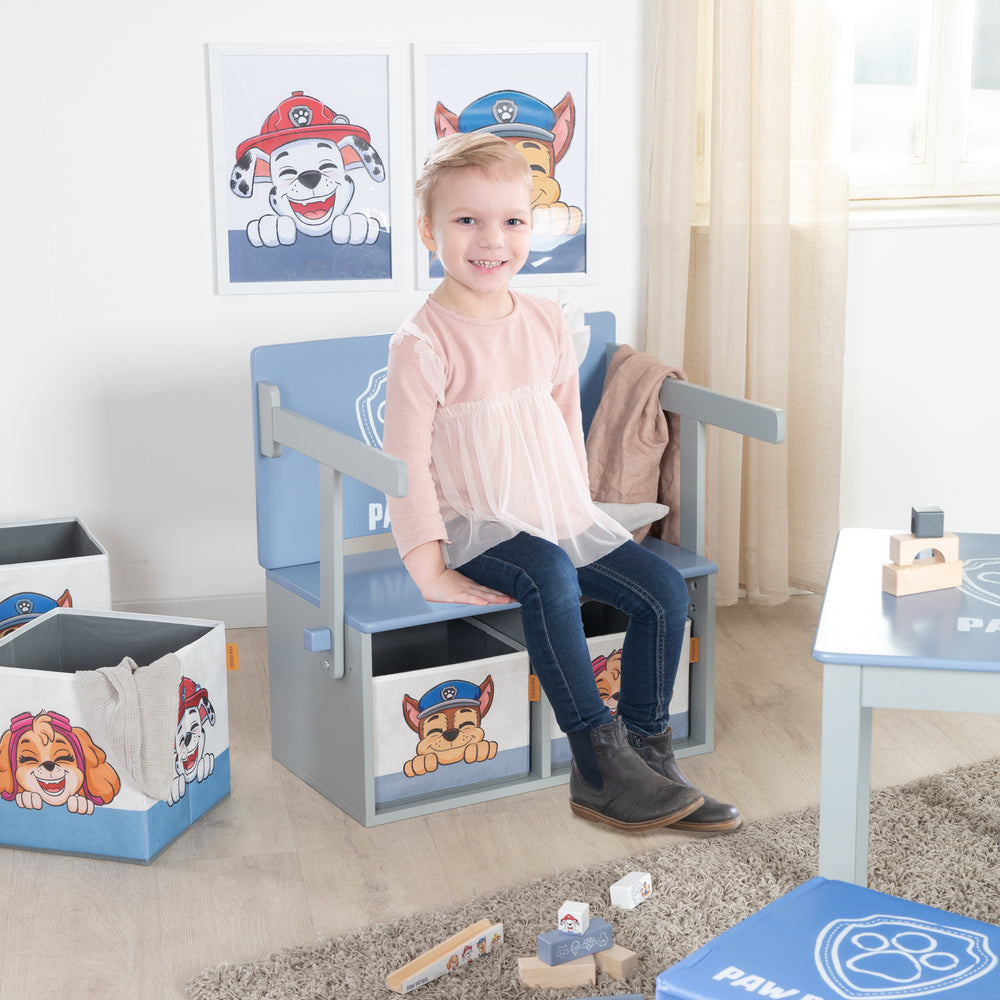 Klappbare Sitzbank 'Paw Patrol' + Canvas Boxen - Umbaubar zum Schulpult – Milieubild (2/18)