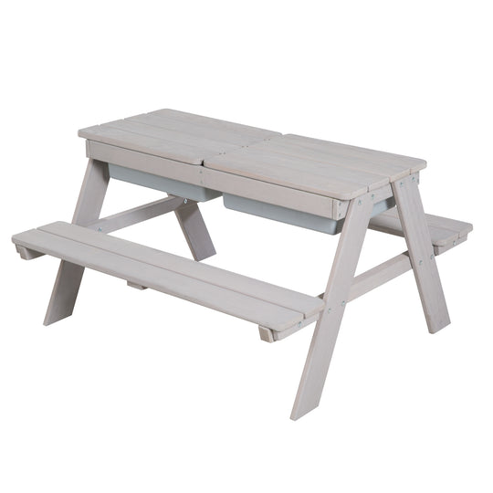 Children's Seating Set 'Play' with Play Tubs, Weatherproof Solid Wood, Seating Set & Mud Kitchen Table - Grey – Cutout (3/13)