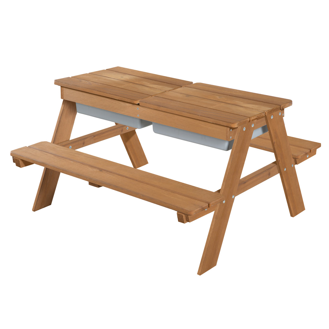 Set tavolo e sedie per bambini 'Play' con vaschette di gioco, resistente tutti intemperie legno massello, set tavolo e sedie & tavolo per il fango – Ritaglio (3/12)