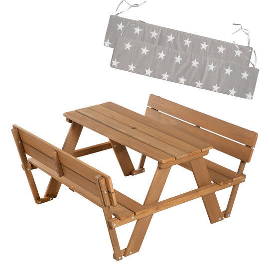 Children's Seating Set 'Outdoor+' with 2 Benches + Table 'Picknick for 4' - Solid Wood Weatherproof - Teak – Special Image (11/11)