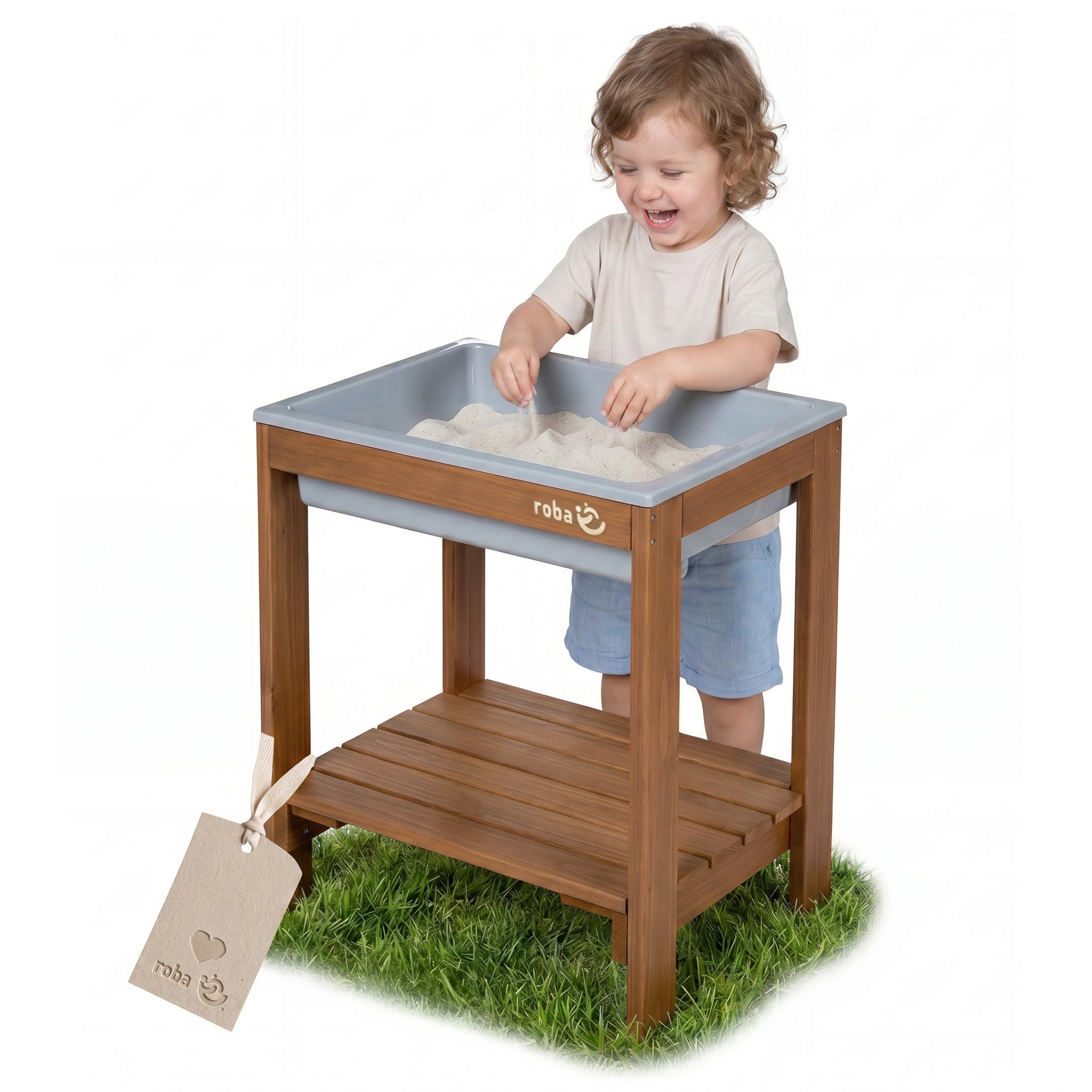 Outdoor+ Spieltisch 'Tiny', Massivholz, Sand- & Matschtisch - Teakfarben lasiert – Produktbild (1/8)