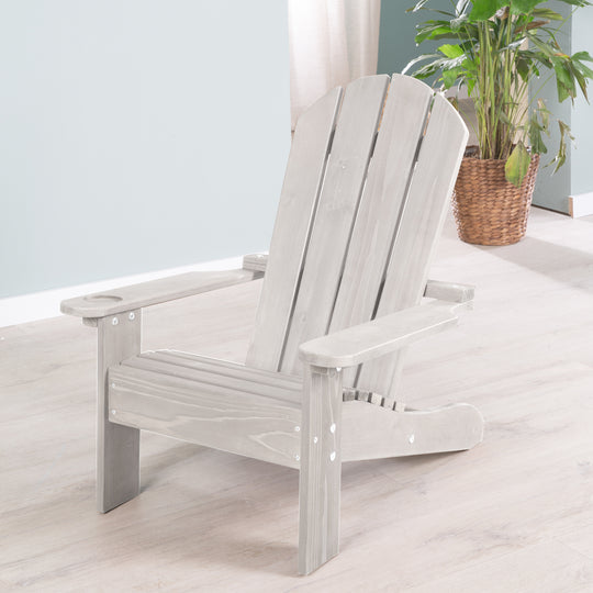Outdoor-Chaise enfant "Deck Chair" - Liegestuhl en certifié FSC bois - Gris lasuré – Photo d'ambiance (2/8)