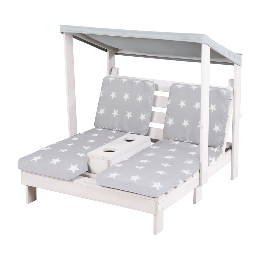 Outdoor-Kinderliege inkl. Polster 'Little Stars' - FSC zertifiziertes Massivholz - Grau – Freisteller (1/7)