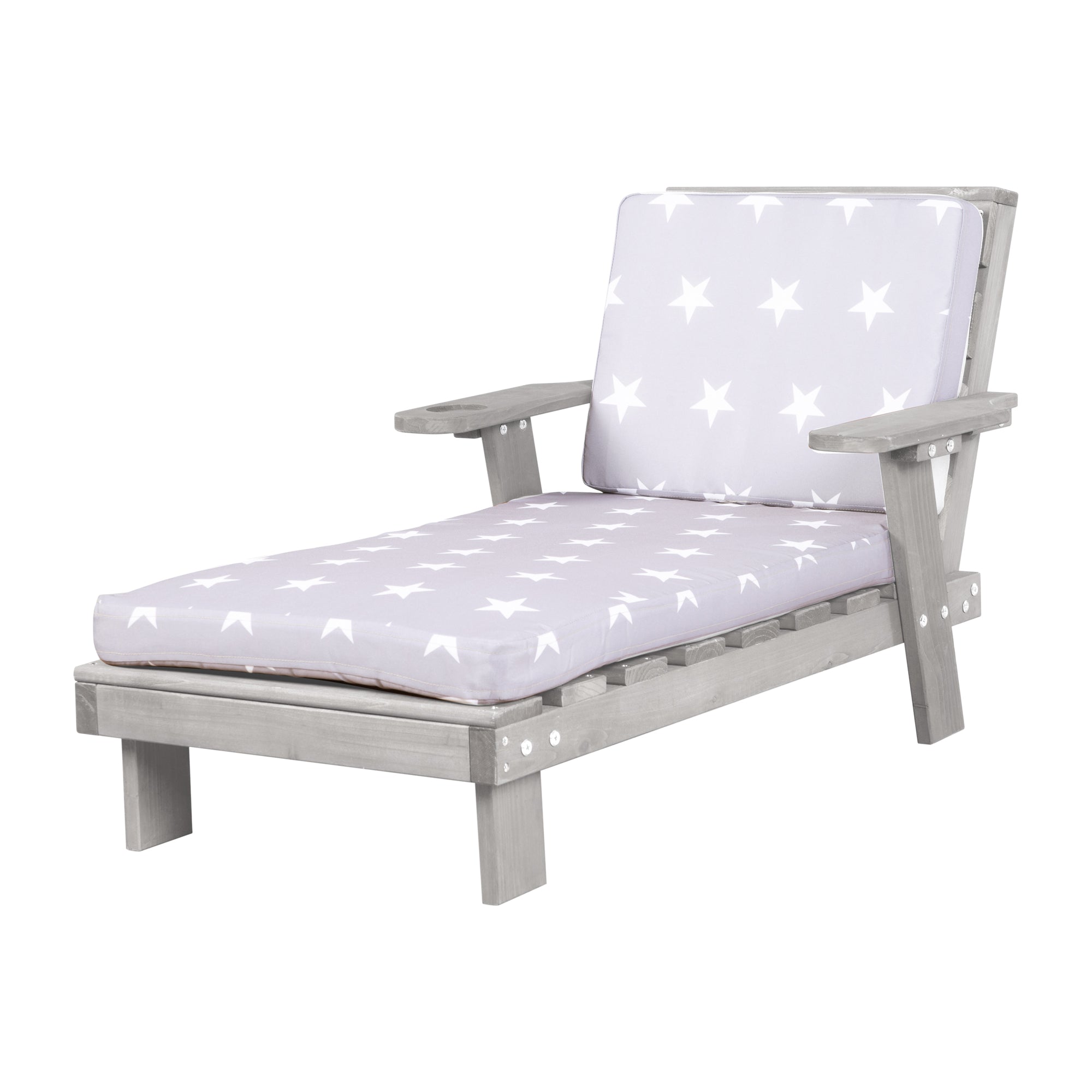 Transat enfant d'extérieur en FSC zertifiziertem bois incl. rembourrage d'assise - Gris lasuré – Détourage (1/8)