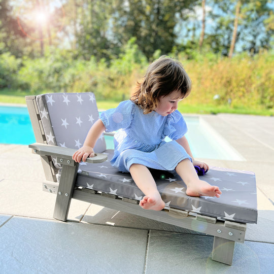 Transat enfant d'extérieur en FSC zertifiziertem bois incl. rembourrage d'assise - Gris lasuré – Photo d'ambiance (8/8)