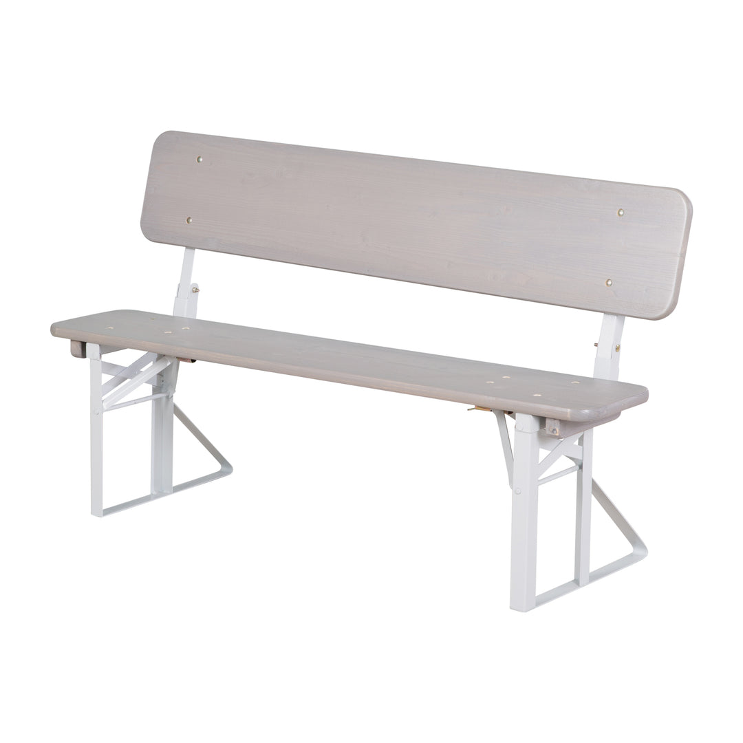 Outdoor ensemble de fête avec dossier - 2 Bancs + 1 table - Bois gris lasuré – Détourage (4/13)