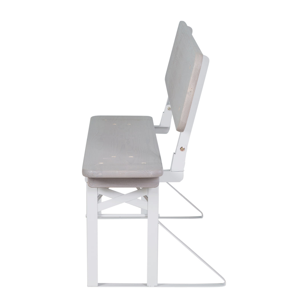 Outdoor ensemble de fête avec dossier - 2 Bancs + 1 table - Bois gris lasuré – Détourage (5/13)