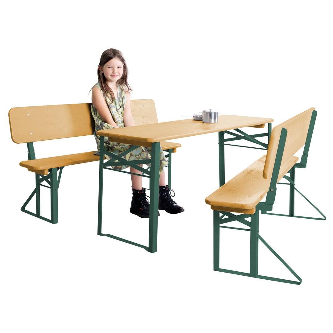 Outdoor Party Set with Backrest - 2 Benches + 1 Table - Wood in Naturoptik – Cutout (8/13)