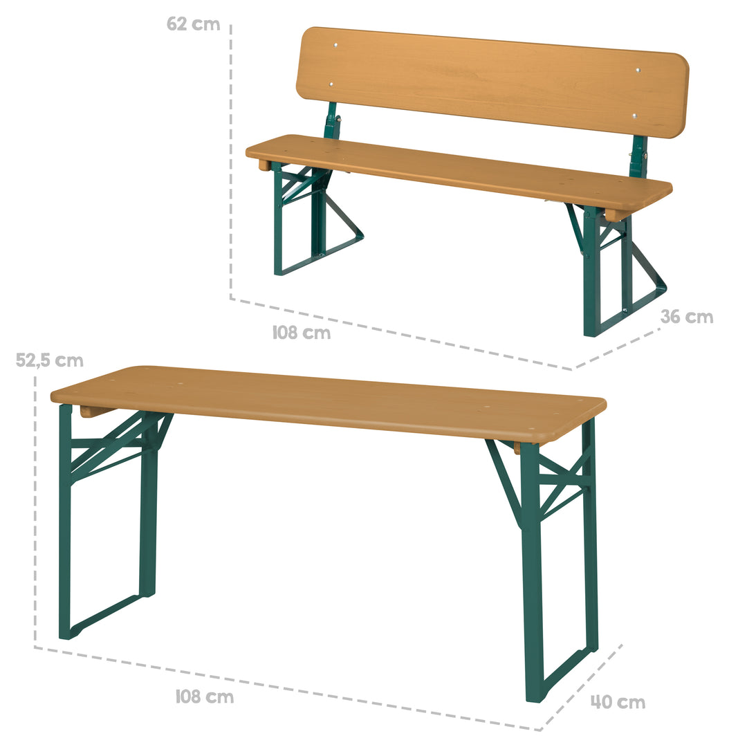 Outdoor Party Set with Backrest - 2 Benches + 1 Table - Wood in Naturoptik – Infographic (3/13)