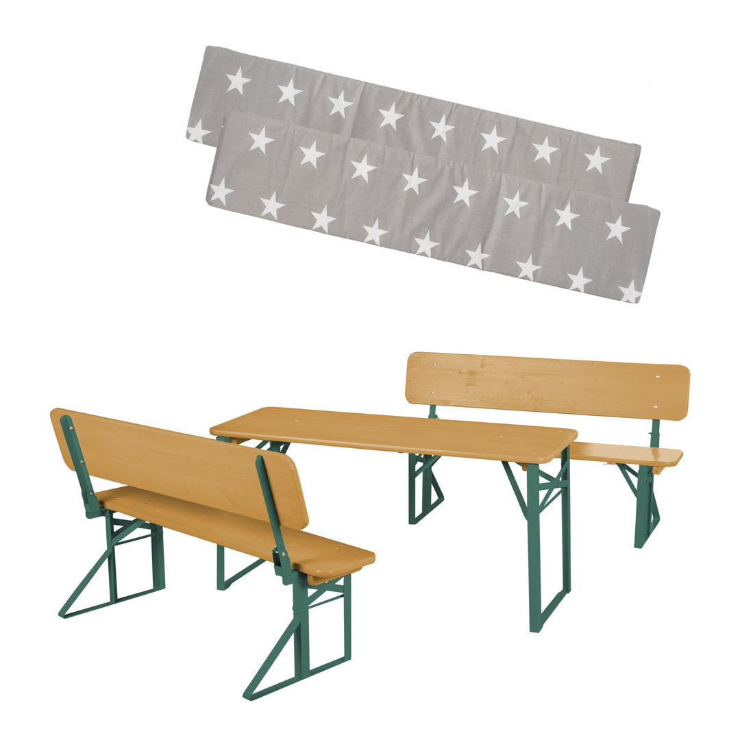 Outdoor Party Set with Backrest - 2 Benches + 1 Table - Wood in Naturoptik – Special Image (13/13)
