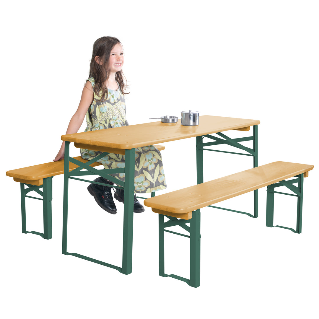 Outdoor set per feste in legno - 2 Panche + 1 tavolo per bambini - Naturoptik – Ritaglio (5/8)