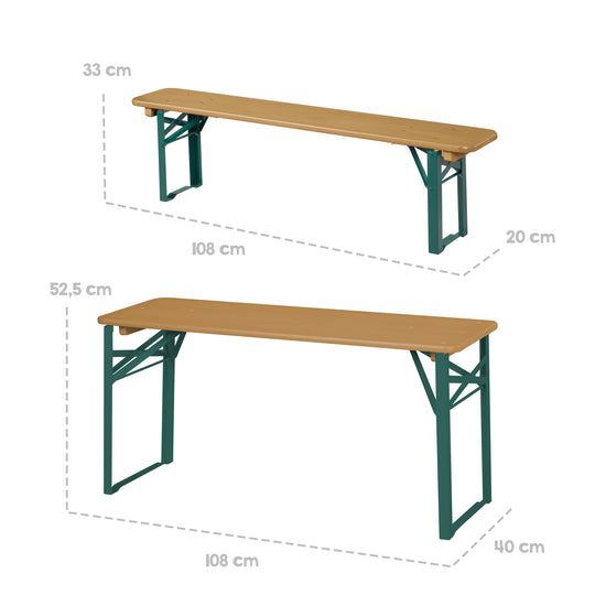 Outdoor set per feste in legno - 2 Panche + 1 tavolo per bambini - Naturoptik – Infografica (4/8)