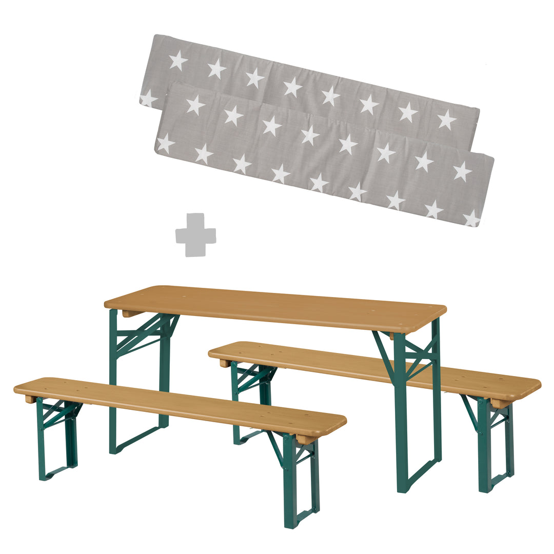 Outdoor set per feste in legno - 2 Panche + 1 tavolo per bambini - Naturoptik – Ritaglio (7/8)