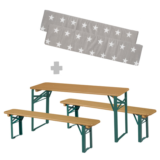 Outdoor set per feste in legno - 2 Panche + 1 tavolo per bambini - Naturoptik – Ritaglio (7/8)