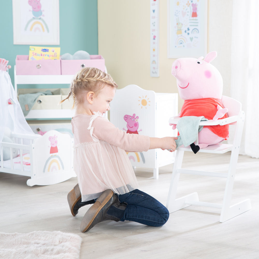 Puppenhochstuhl 'Peppa Pig' für Babypuppen - Stuhl aus weiß lackiertem Holz – Milieubild (2/5)
