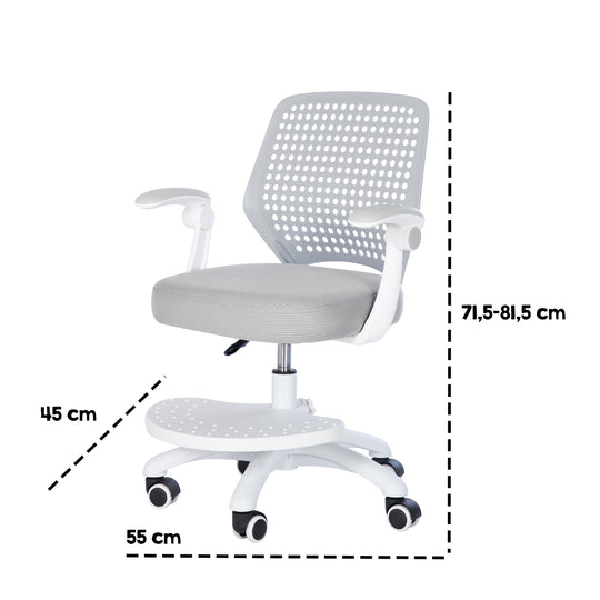 Kinderbürostuhl Smart Grow Basic - Ergonomischer Drehstuhl - Höhenverstellbar - Weiß / Grau – Produktbild (26/31)