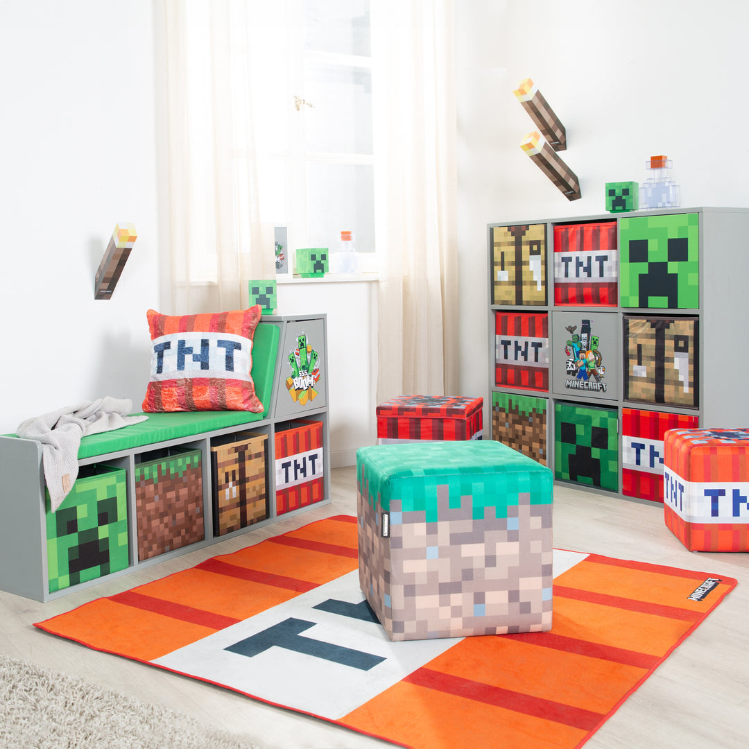 Pouf & Ottomane 'Minecraft' 2er Set - Gepolsterte Sitzfläche - Gras / TNT – Milieubild (2/11)