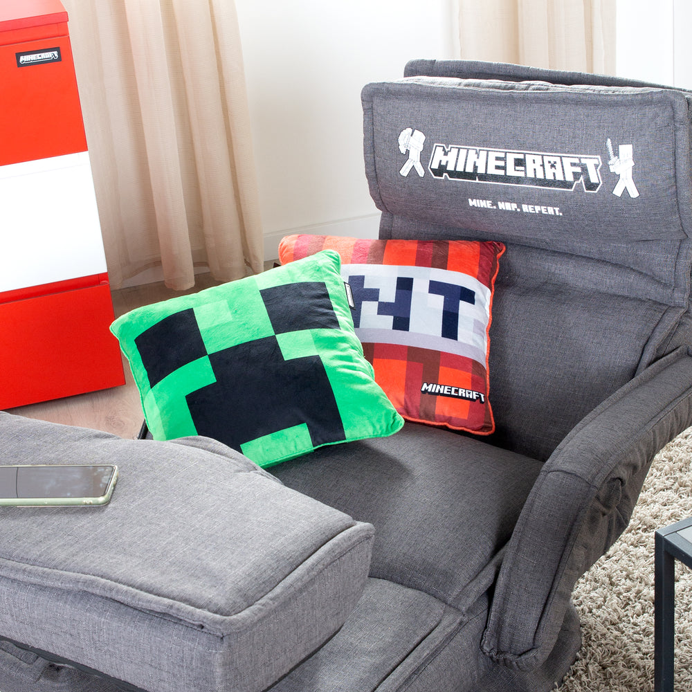 Coussin décoratif 'Minecraft' avec rembourrage - Creeper - Tissu velours – Photo d'ambiance (2/7)